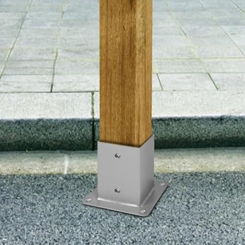 AVLLSO Aufschraubhülse Quadrat Post Basis Holz zu Beton, Edelstahl Veranda Halter für Zaun Deck Geländer Unterstützung(5x5 in/130x130 mm) von AVLLSO