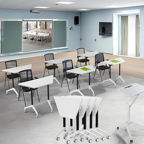 AVLLSO Bürotisch Flip Top Mobile Trainingstisch, Computer Schreibtisch mit abschließbaren Rädern(12PCS) von AVLLSO