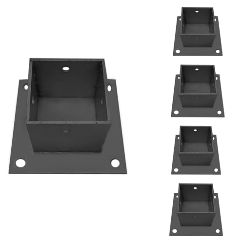AVLLSO Pfostenschuh Säulenhalterung Schwarz Für Schilder/Holzpfosten/Beton/Deck, Zaunfuß mit quadratischem Pfosten(5 Pack,5 x 5 inx 4 in H) von AVLLSO