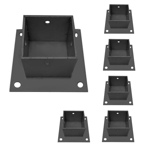 AVLLSO Pfostenschuh Säulenhalterung Schwarz Für Schilder/Holzpfosten/Beton/Deck, Zaunfuß mit quadratischem Pfosten(6 Pack,4 x 4 in x 3 in H) von AVLLSO