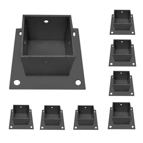 AVLLSO Pfostenschuh Säulenhalterung Schwarz Für Schilder/Holzpfosten/Beton/Deck, Zaunfuß mit quadratischem Pfosten(8 Pack,2 x 2 in x 3 in H) von AVLLSO