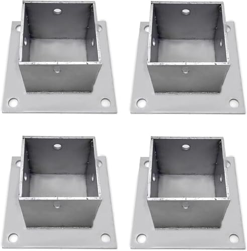 AVLLSO Pfostenträger 4 Packung Holz Zaun Post Basis Brackets für Deck Geländer/Vinyl Zaun/Postfach, Beton Post Anker mit Installation Kit(200x200 mm (7.9x7.9 in)) von AVLLSO
