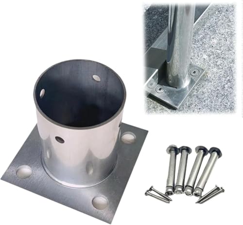 AVLLSO Pfostenträger Edelstahl Flansch Ankerboden für Veranda/Geländer/Geländer/Zäune/Postfächer, Schwere Post Brackets 1 2 4 6 10 Packung(6pcs,Dia 110mm(4-3/10")) von AVLLSO