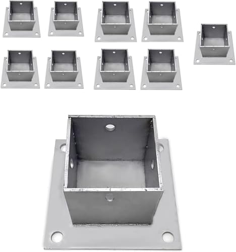 AVLLSO Pfostenträger Pfostenstiefel für Geländer, Für Briefkasten, Pergolen und Decks, Holzzaunpfostenankerbasis, 2x2 4x4 5x5 6x6 8x8 Zoll(10 Pcs,120x120mm(4.7x4.7 in)) von AVLLSO