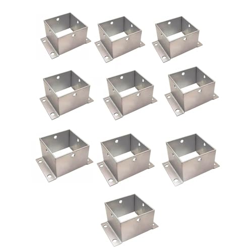 AVLLSO Pfostenträger Post Basis Brackets, Edelstahl Zaun Post Bracket für Beton, Pergola Stand Boots(10 Pcs,125x125mm(4.9x4.9 in)) von AVLLSO