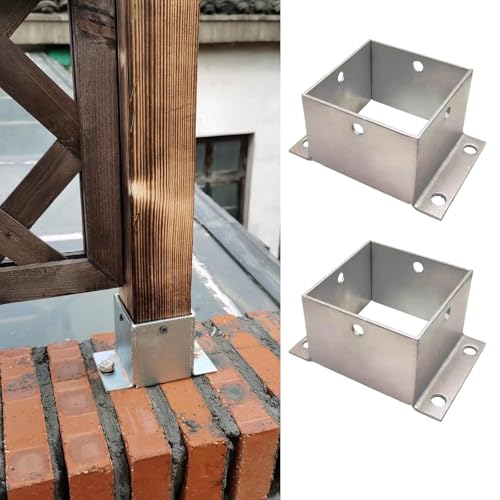 AVLLSO Pfostenträger Post Basis Brackets, Edelstahl Zaun Post Bracket für Beton, Pergola Stand Boots(2 Pcs,105x105mm(4.1x4.1 in)) von AVLLSO