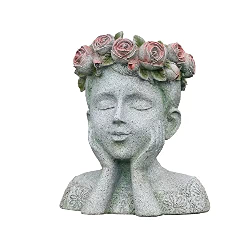 AVLUZ Gartendekoration im Freien, Terrasse, Hof, Rose, kleines Mädchen, Modell, Statue, Blumentopf, Rasen, Landschaft, Dekoration, Topfpflanzen, dekorative Ornamente, Geschenk von AVLUZ