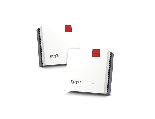 Fritz!Mesh Set 1600 2er-Set (2X Fritz!Repeater, ideal für Internetrouter oder Glasfasermodem (ONT), WLAN-Abdeckung für 3-5 Räume, Wi-Fi 6 mit bis zu 3.000 MBit/s, deutschsprachige Version) von AVM