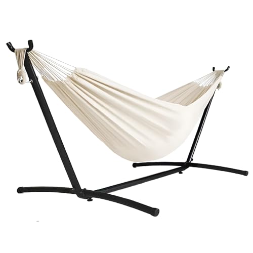 AVOID Hängematte 2 Personen – Hängematte mit Gestell wetterfest – Outdoor Hängematte Set für Garten, Camping & Terrasse – Inkl. Hängemattengestell – Stabil & Atmungsaktiv - 292 x 109 cm (Beige) von AVOID