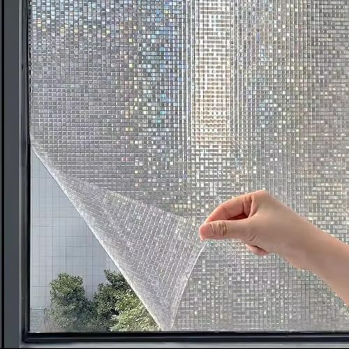 Avoid Fensterfolie Mosaik – Sichtschutzfolie Fenster selbsthaftend – Fensterfolie Blickdicht – Regenbogeneffekt bei Sonnenlicht – UV Schutz innen inkl. Rakel, Messer & Pflanzensprüher (120x300 cm) von AVOID