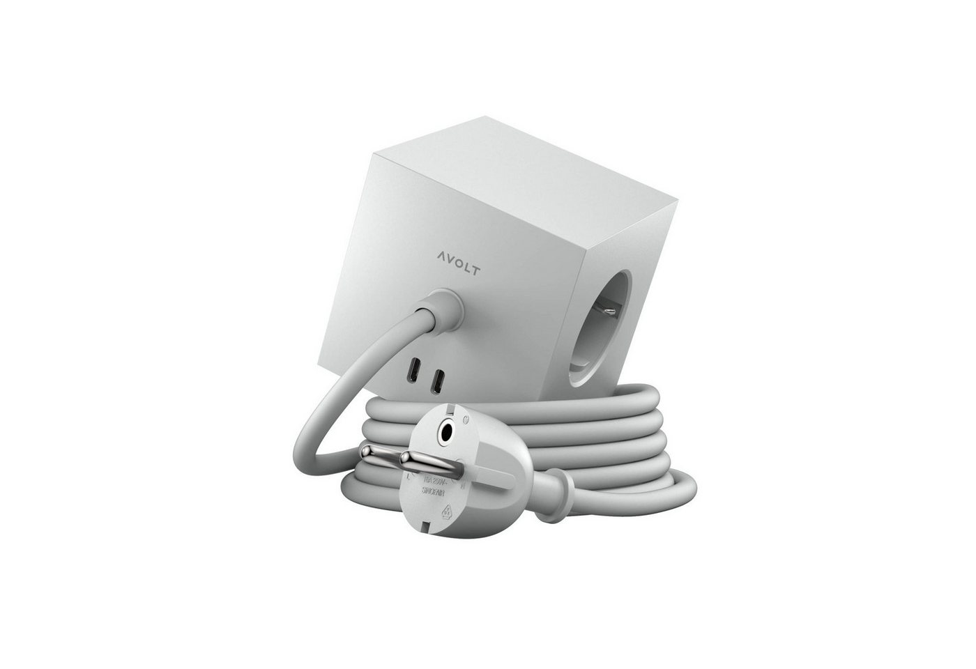 AVOLT Square 1 USB-C & Magnet Grau Mehrfachsteckdose 3-fach (USB-Anschlüsse, Kabellänge 1,8 m) von AVOLT