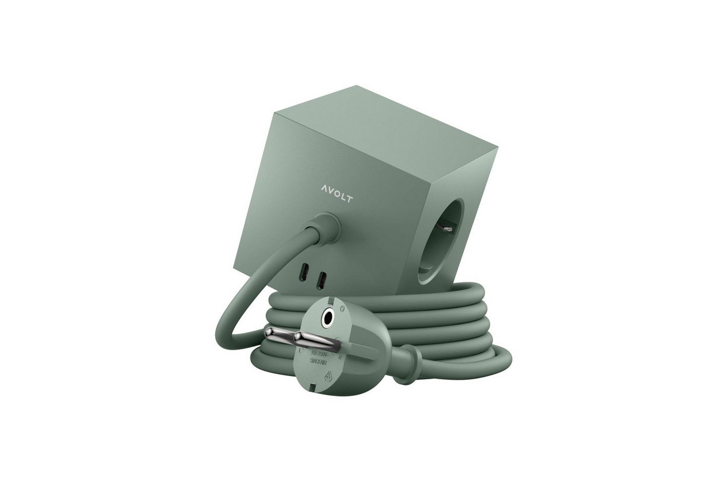 AVOLT Square 1 USB-C & Magnet Grün Mehrfachsteckdose 3-fach (USB-Anschlüsse, Kabellänge 1,8 m) von AVOLT