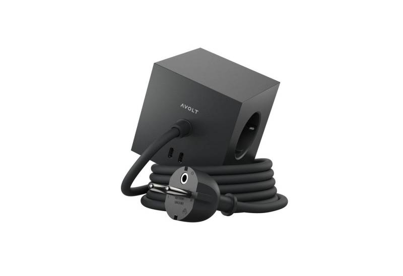 AVOLT Square 1 USB-C & Magnet Schwarz Mehrfachsteckdose 3-fach (USB-Anschlüsse, Kabellänge 1,8 m) von AVOLT