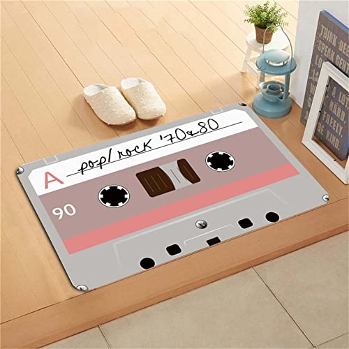 AVOMEB 90er Jahre Retro-Kassetten-Badematte, Tonband-Duschmatte, PVC-rutschfeste Vintage-Musik-Badezimmer-Bodenmatte, leicht zu reinigen(Color:F,Size:20x32in) von AVOMEB