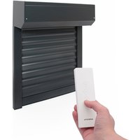 Rollladen Zuschneidbar Elektrisch Funkgesteuert Alu Grau 7016 H 155 x B 150 cm von AVOSDIM