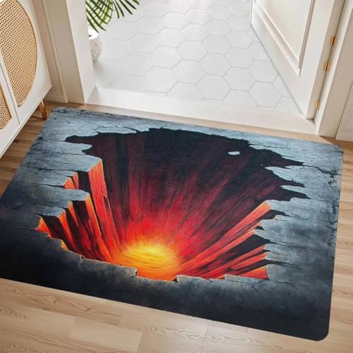 AVSMGP 3D-Teppich Mit Bodenlosem Loch Und Optischer Täuschung Fußmatte Für Den Innen- Und Außenbereich Für Heimdekoration, Spielzimmer, Garten, Boden Und Terrasse,O,50 * 80CM/1'8" × 2'7" von AVSMGP