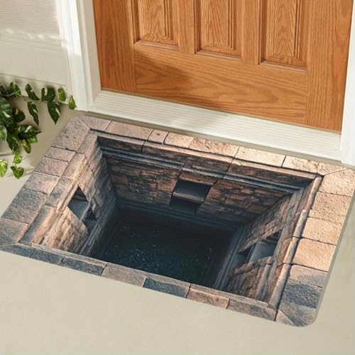 AVSMGP 3D-Teppich Mit Bodenlosem Loch Und Optischer Täuschung Fußmatte Für Den Innen- Und Außenbereich Für Heimdekoration, Spielzimmer, Garten, Boden Und Terrasse,P,40 * 60CM/1'4" × 2'0" von AVSMGP