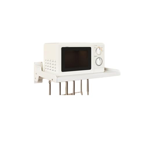 AVSMGP Mikrowelle Regal Für Küche Mit 6 Mobilen Haken 19-Zoll-Microwave Shelf Standing Für Kleine Küche, Badezimmer, Ofenaufbewahrung,Weiß von AVSMGP