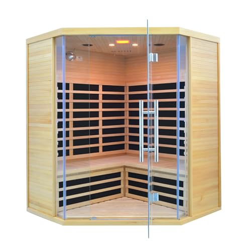 3-4 Person Corner Sauna - Low EMF Far Infrared Saunas Canadian Hemlock Wood Indoor Home Sauna with Carbon Heat Panels, Bluetooth Speakers, 7Chromotherapy Lights & 8mm Tempered Glass Door (230V, 2880W) 3-4 Person Corner Sauna - Low EMF Far Infrared Saunas Canadian Hemlock Wood Indoor Home Sauna with Carbon Heat Panels, Bluetooth Speakers, 7Chromotherapy Lights & 8mm Tempered Glass Door (230V, 2880W) von AVWQTAIRA