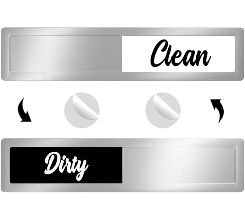 AVYDIIF Geschirrspüler-Magnet "Clean Dirty", Premium-Edelstahl-Schild, schwarz-weiß, kratzfest/starker Magnet mit doppelseitigen Klebstoffen, leicht zu schieben, für Geschirrspüler, Küche von AVYDIIF