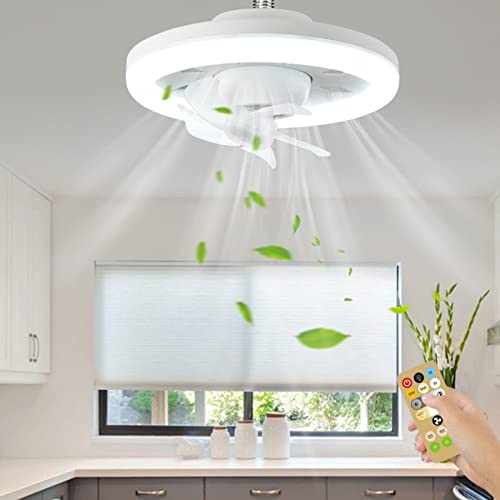AVZYARDY Moderne LED-Deckenleuchte mit Ventilator,Deckenventilator mit Beleuchtung,Dimmbare 3-Gang-Timing E27 Deckenventilatoren mit Beleuchtung und Fernbedienung,for Schlafzimmer Küche Esszimmer von AVZYARDY