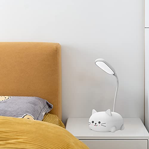 AVZYARDY Schreibtischlampe Kinder,LED Schreibtischlampe,Faltbar Katzen-Tischleuchte 400mAh Nachtlicht Nachttischlampe Kinder Leselampe Aufladbare USB-Schreibtischleuchte for Schlafzimmer von AVZYARDY