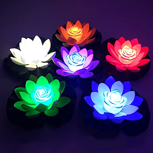 Schwimmende Lotuslichter 18cm Künstlicher LED Schwimmende Lotus Blume Lichter Nachtlampe Lotusblatt Teichlicht Wasserdichte LED Garten Pool Licht Wishing Light for Teich Patio Deko von AVZYARDY