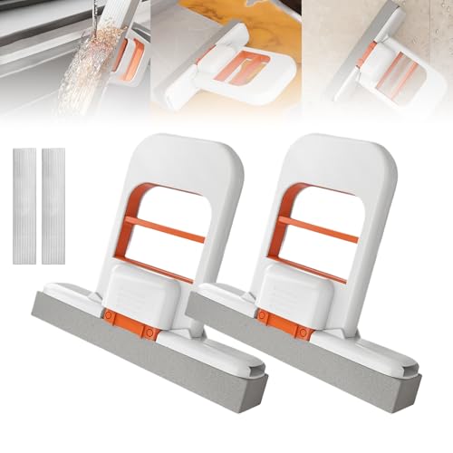 Tragbarer Mini-Mopp mit Reinigungsschwamm, zusammenklappbarer Tischwischer, selbst auswringbarer Schwamm-Mopp, Nass- und Trockenmopp for Bad, Küche und Glasflächen von AVZYARDY