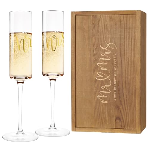 AW BRIDAL Couple Gifts Silber Toasting Champagnergläser Graviert Mr & Mrs Braut Champagnerflöten für Hochzeit Geschenke für Braut und Bräutigam Jahrestag Verlobung Geschenke für Paare von AW BRIDAL
