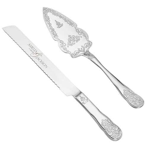 AW BRIDAL Personalisierte Silber Tortenheber Edelstahl Tortenmesser Personalisierte Hochzeitsgeschenke Hochzeit Geschenke Verlobungsgeschenk Für Brautpaar//DK2201CPP01// von AW BRIDAL