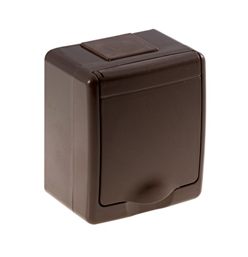Aufputz-Steckdose 1-fach mit Klappdeckel IP44 braun, selbstdichtend von AW-Tools