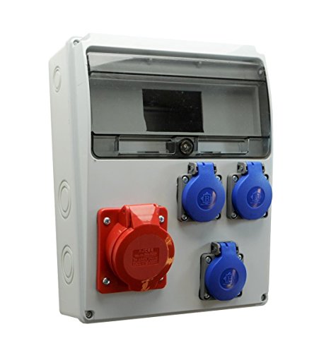 Baustromverteiler/Wandverteiler 3 x Schuko 230V/16A & 1 x CEE 16A/400V verdrahtet o. Sicherung von AW-Tools
