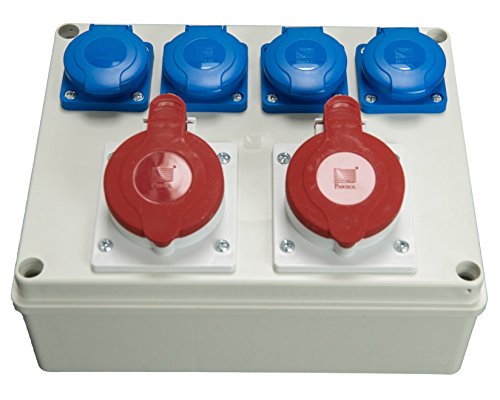 Baustromverteiler Wandverteiler 4 x 250 V /16A Schuko + 2 x CEE 16A /400V von AW-Tools