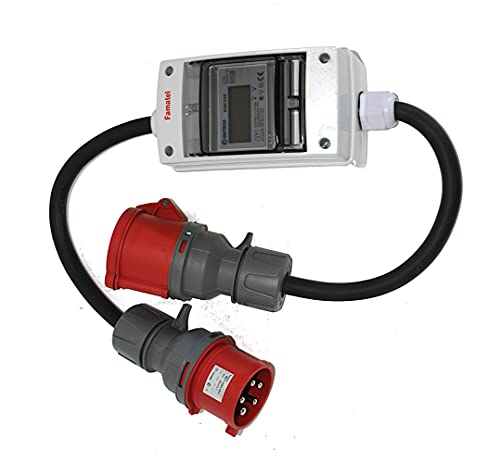Elektronischer 3-Phasen Drehstromzähler CEE16A/400V mit Tageszählwerk und mom. Lastanzeige von AW-Tools