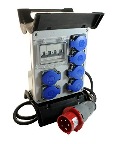 Mobiler Baustromverteiler/Standverteiler 6 x 230V/16A Schuko + LEGRAND LS komplett verdrahtet 1,5m Zuleitung & Haltegriff von AW-Tools