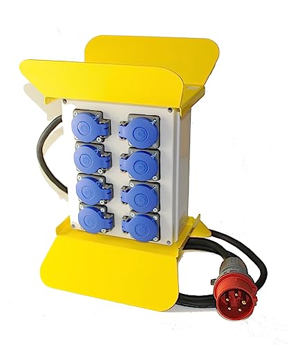 Mobiler Baustromverteiler/Standverteiler 8 x 230V/16A Schuko komplett verdrahtet 1,5m Zuleitung von AW-Tools