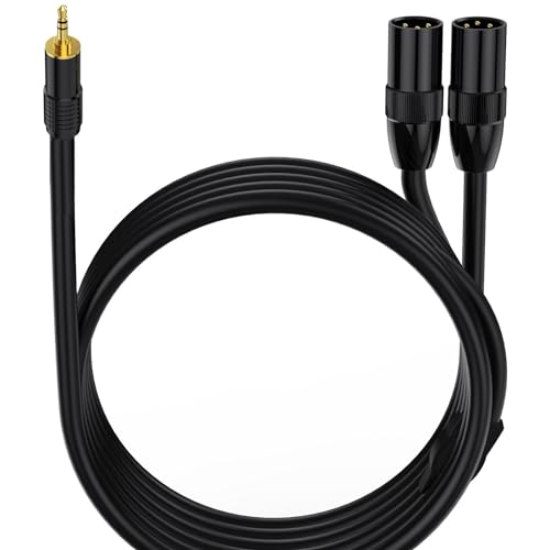 AWADUO 3.5mm TRS zu XLR Mikrofon Y Splitte Balanced Kabel Dual XLR Maleto 1/8 Zoll (3.5mm) Male Stage Patchkabel DMX Kabel für Radio Station, Lautsprecher Systeme, Bühnenbeleuchtung(0.5m/1.65ft) von AWADUO