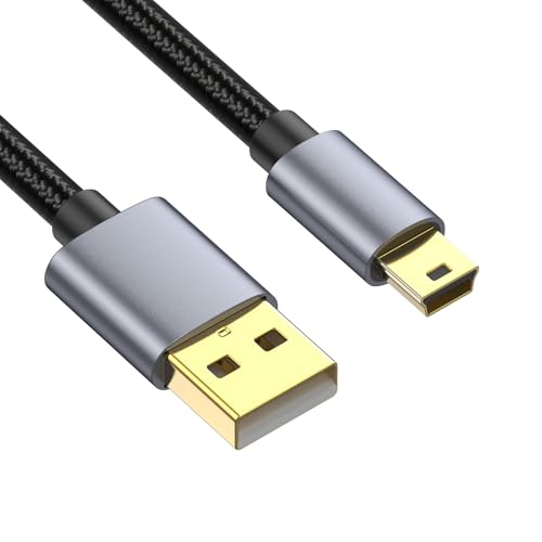 AWADUO USB 2.0 zu Mini B 5Pin Ladekabel, High Speed Mini USB Kabel Durable Ladekabel Kompatibel mit Garmin GPS, PS3 Controller, MP3 Player, Kamera, Dash Cam (0.3M/0.98FT, Mann zu Mate) von AWADUO