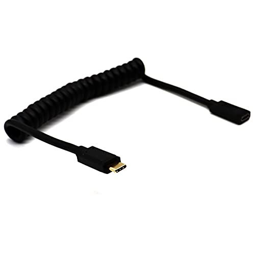 AWADUO USB C Federkabel, USB 3.1 Buchse auf USB 3.1 Stecker Schnellladekabel Typ C Verlängerungskabel, Kompatibel mit Samsung Galaxy Note 20/10/Plus/Plus/S10, LG V30, V20, G6(1.2m) von AWADUO