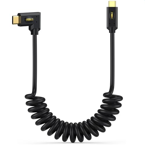 AWADUO USB C auf USB C Federgewickelt, USB4 Kabel 240W 8K/6K @60hz 40Gbps Schnelle Daten Ladekabel Typ C Verlängerungskabel Kompatibel mit Mobiltelefonen, Laptops (1.2M/3.9FT, links) von AWADUO