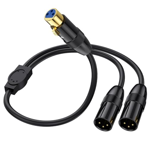 AWADUO XLR Mikrofon Y Splitter Kabel -3 Pins Balanced XLR Buchse zu Dual Male Stage Patchkabel DMX Kabel für Audio, Radiostation,Lautsprechersysteme,Bühnenbeleuchtung (0.5m/1.65ft) von AWADUO