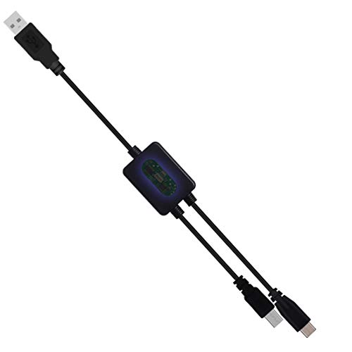 USB-Splitter 1 in 2 Out Mit IC, AWADUO USB 2.0-Stecker auf Micro-USB-Stecker und USB C-Hub-Adapterkabel für Auto, Laptop, Smartphones 30 cm von AWADUO