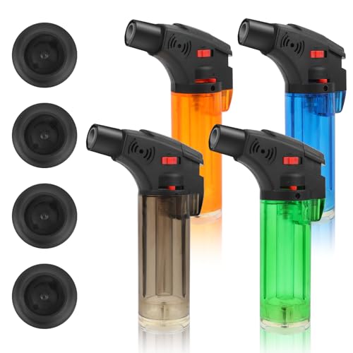 AWAMRWA 4 Stück Feuerzeug Jetflame - Sturmfeuerzeug Jetflamme Jet Sturm Feuerzeug Nachfüllbar Gasfeuerzeug Lighter für Kerze, Kamin (Es befindet Sich kein Gas im Lighter) von AWAMRWA