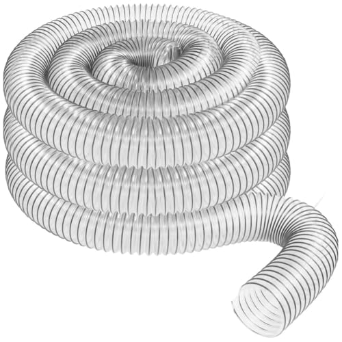 AWAOVV 50mm (2) Transparenter PVC Staubsammelschlauch, Absaugschlauch PVC Rohr Transparent Spiralschlauch, Flexrohr Saugschlauch für Werkstattstaubsauger von AWAOVV