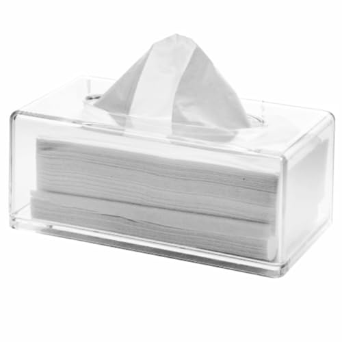 AWAOVV Transparente Acryl Taschentuchbox mit Deckel, Rechteck Taschentuchspender, Napkin Holder Tissue Box Tücherbox, Kosmetiktücherbox Serviettenhalter Box, Kleenex Box für Esszimmer, 22x12x9cm von AWAOVV