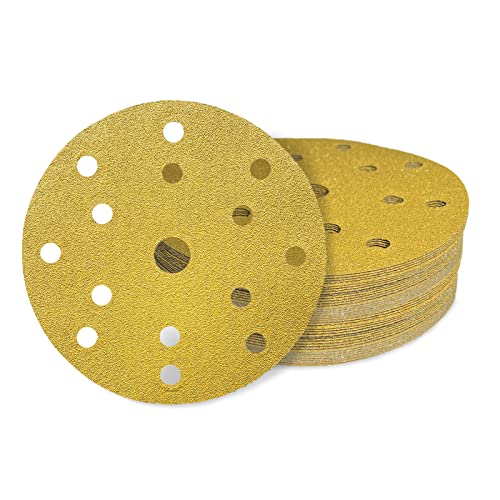 AWAPRO Schleifscheiben mit Klett - Ø 150mm, Körnung P40, 15 Loch in Gold - 100 Stück - Schleifpapier rund für Exzenterschleifer, Holz, Metall uvm. schleifen von AWAPRO