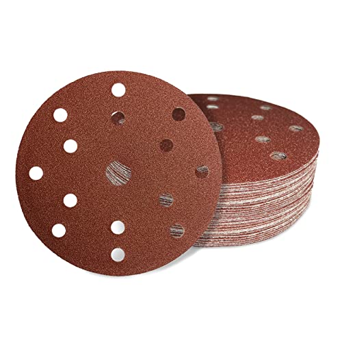 AWAPRO Schleifscheiben mit Klett - Ø 150mm, Körnung P80, 15 Loch in Rot - 10 Stück - Schleifpapier rund für Exzenterschleifer, Holz schleifen von AWAPRO
