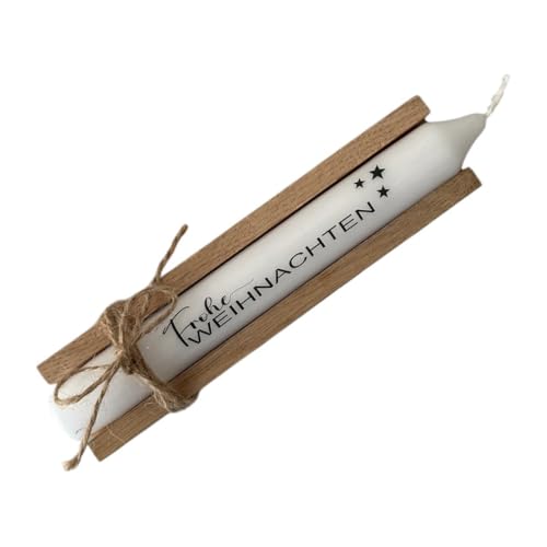 AWASG Adventskerze mit Spruch - Kerze Weihnachten - Geschenkkerze Weihnachtskerze Adventszeit - Stabkerze mit Kerzentattoo Frohe Weihnachten von AWASG