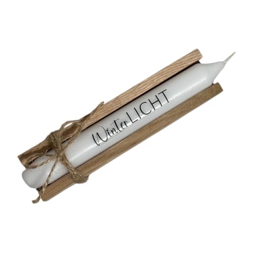 AWASG Adventskerze mit Spruch - Kerze Weihnachten - Geschenkkerze Weihnachtskerze Adventszeit - Stabkerze mit Kerzentattoo Winterlicht von AWASG