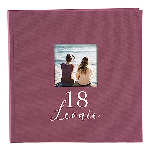 AWASG Fotoalbum Geburtstag zum selbstgestalten | Fotobuch 25x25 cm personalisiert mit Name | Album aus Leinen 60 Seiten weiß (beere) von AWASG